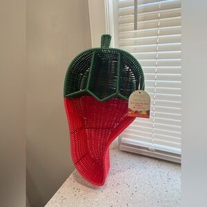 NWT Ciroa Red and Green Jalapeno Resin Serving Basket